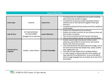 Lesson Plan For First Conditional Teaching A2 に対する画像結果