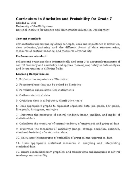 Toradh íomhá ar Statistics Curriculum Guide