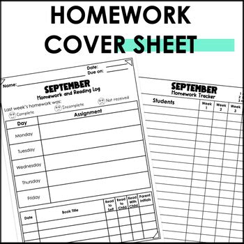 Image result for Homework Cover Sheet Template