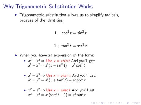 Image result for Example of Integration by Trigonometric Substitution