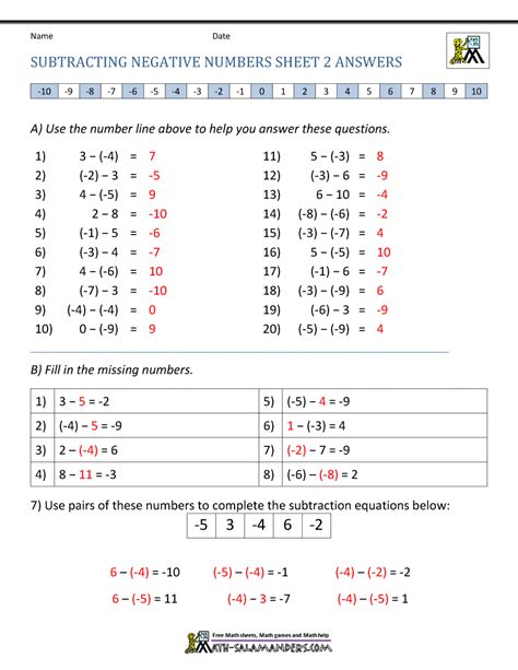 Toradh íomhá ar Comparing Postive and Negative Numbers Worksheet