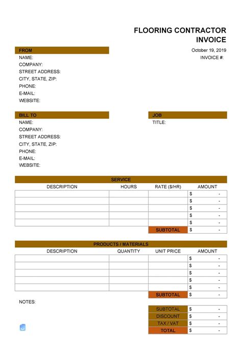 Image result for Printable Contractor Invoice