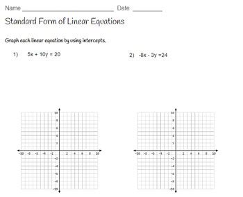Image result for Solving Linear Equations in Standard Form Worksheet