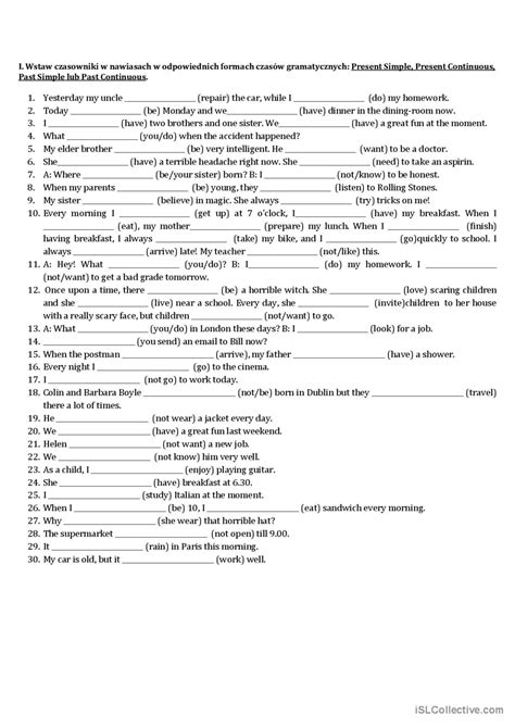 Present Simple Present Continuous Past Simple Exercise に対する画像結果