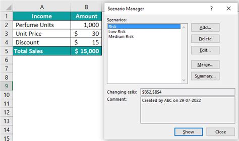 Résultat d’images pour Scenario Excel
