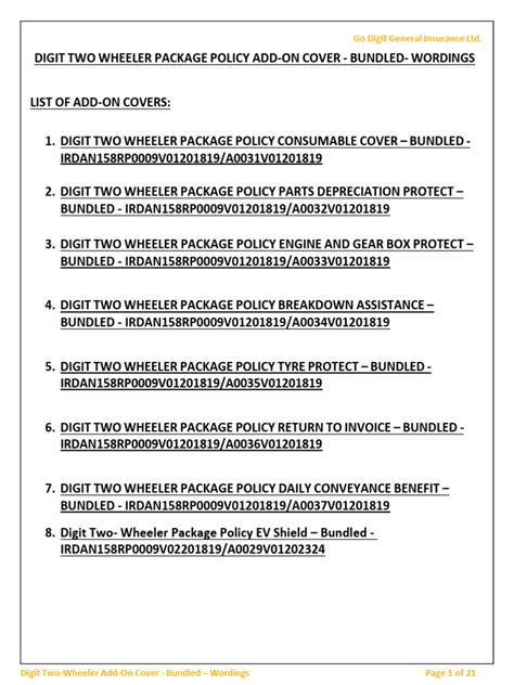 Afbeeldingsresultaten voor Go Digit Two-Wheeler Clam Form