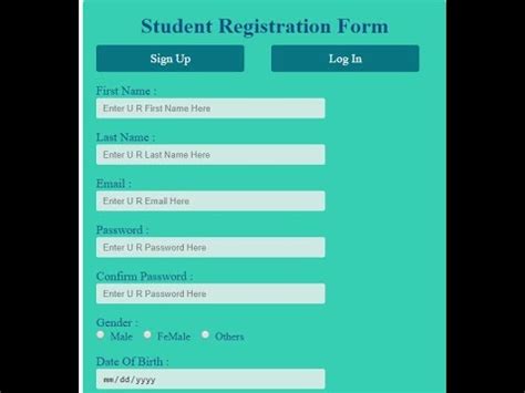 Image result for Admission Form Example Just Using HTML