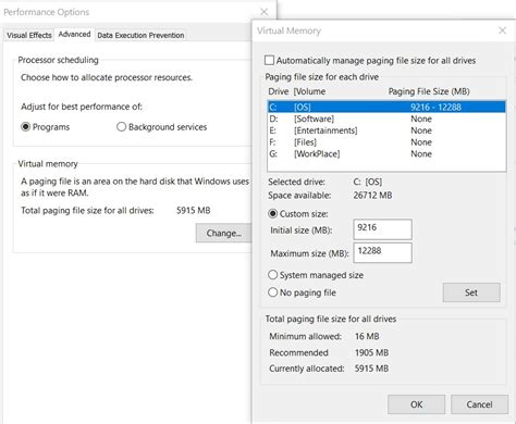Afbeeldingsresultaten voor Increase Virtual Memory Windows 10
