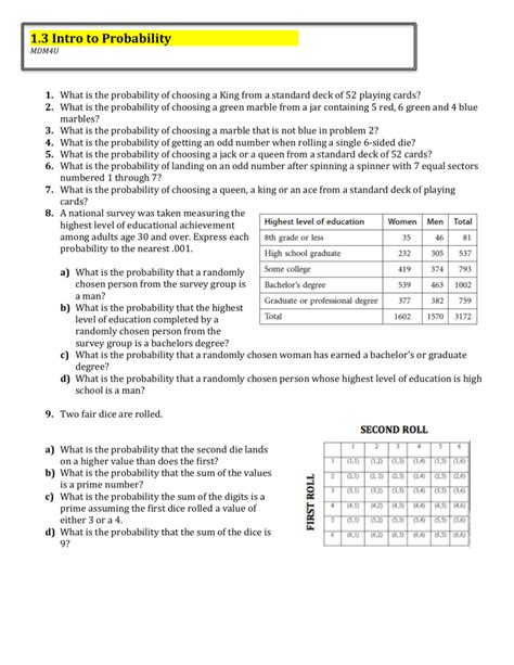 Toradh íomhá ar Introduction to Probability Definition Worksheet