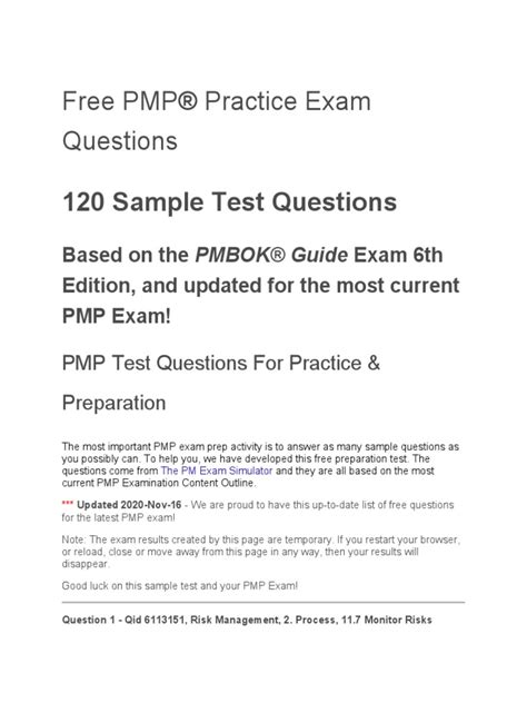 Toradh íomhá ar PMP Test Questions
