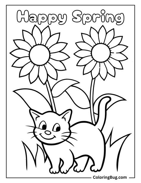 Spring Cat Coloring Pages に対する画像結果