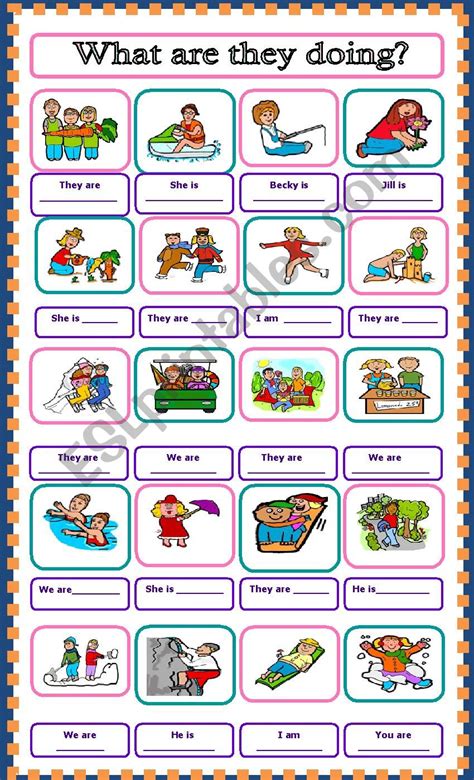 Afbeeldingsresultaten voor What Is She Doing ESL Activity