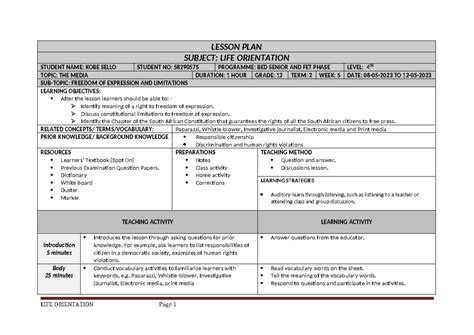 Toradh íomhá ar Grade 12 Lo Lesson Plans