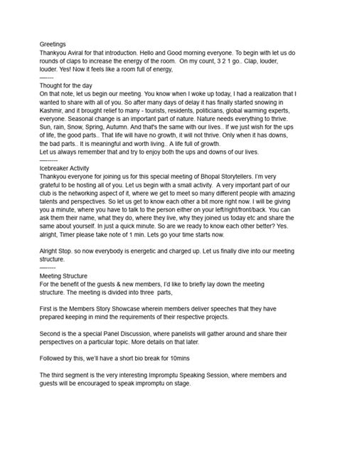 Image result for Formal Meeting Script Example