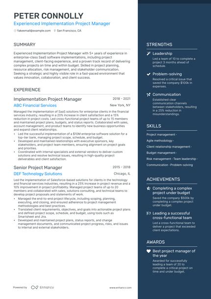 Toradh íomhá ar Implementation Manager Resume