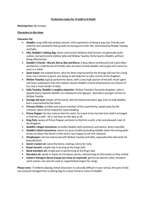 Afbeeldingsresultaten voor Aladdin School Play Script