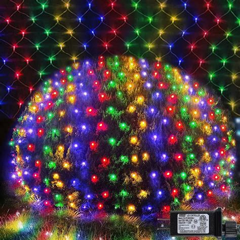 Colorful Christmas Net Lights Outdoor Mesh Lights, 14.8ft x 5ft 300 LED ...