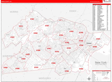 Union County NJ Zip Code Map に対する画像結果
