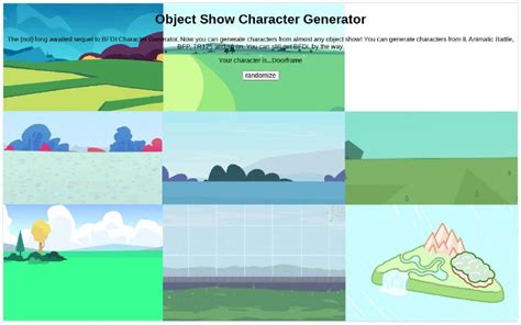 Image result for Random Object Show Character Generator