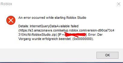 Image result for An Error Starting Roblox Studio
