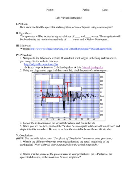Image result for Virtual Earthquake Lab Answer Key