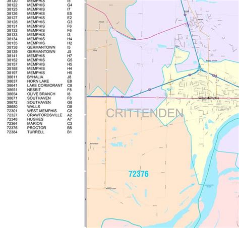 Image result for Memphis Area Zip Code Map