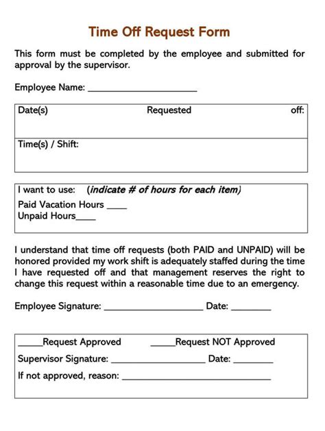 Image result for Employee Time Off Request Form