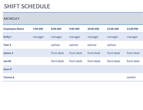 Image result for Weekly Employee Shift Schedule Template