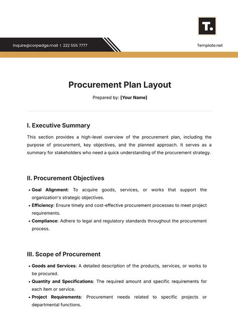 Toradh íomhá ar Procurement Plan Sample