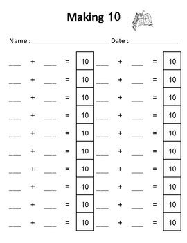 Image result for Addition Making 10 Worksheets