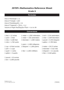 Image result for PSSA 6th Grade Math Formula Sheet