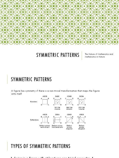 Symmetric Patterns: The Nature of Mathematics and Mathematics in Nature ...