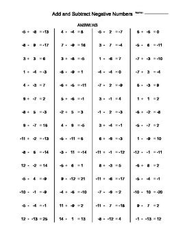 Image result for Matching Activity Addition and Subtraction of Negative Numbers