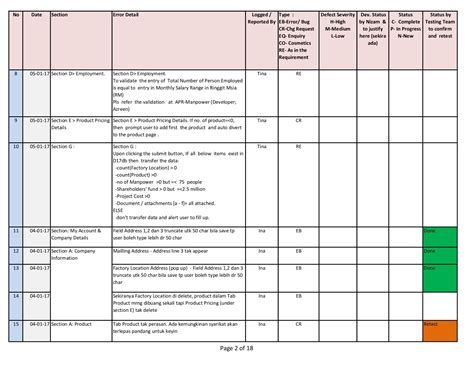 Defect Coding List に対する画像結果