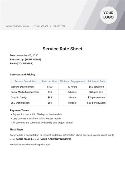 Image result for Excel Rate Chart Template
