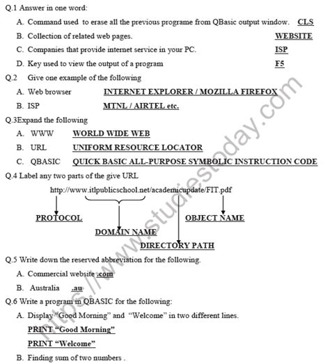 Image result for Class 6 Computer Worksheet