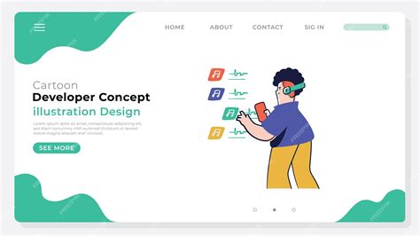 Premium Vector | Cartoon illustration developer concept and leanding ...