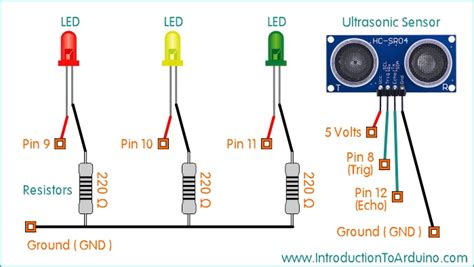 Image result for Ultrasonic Sensor with 2 LED Arduino