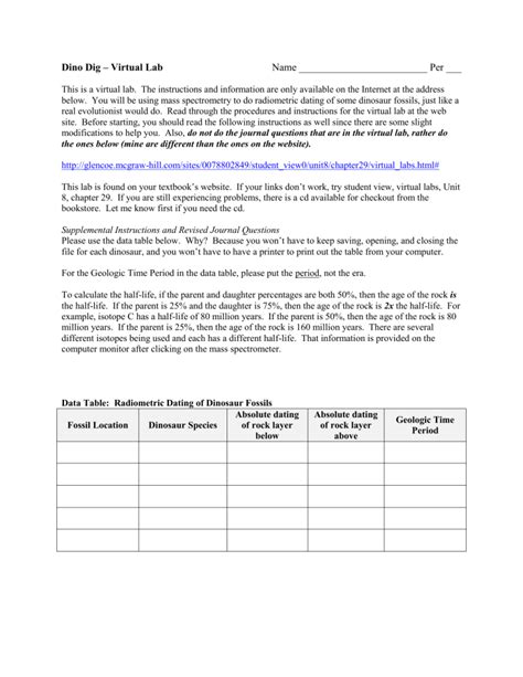 Toradh íomhá ar Dino Dig Virtual Lab Answer Key