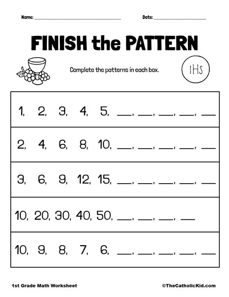 Image result for First Grade Math Patterns Worksheets