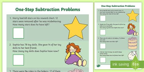 One Step Subtraction Word Problems with Variables માટે ઇમેજ પરિણામ