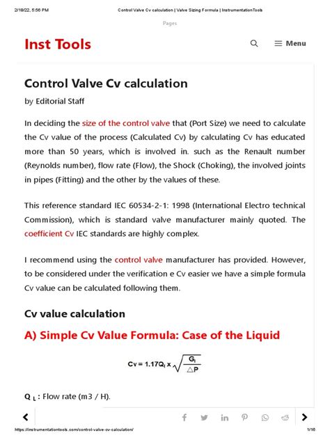 Image result for Control Valve CV Sizing