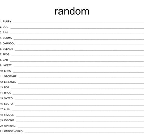 Image result for Random Printable Word