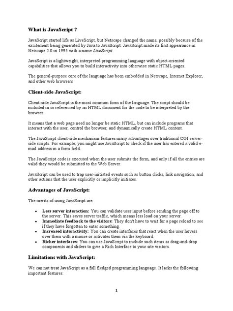 Image result for JavaScript Short Notes PDF