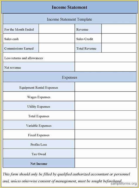 Image result for Basic Income Statement Template