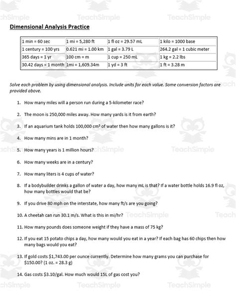 Image result for Dimensional Analysis Math Problems