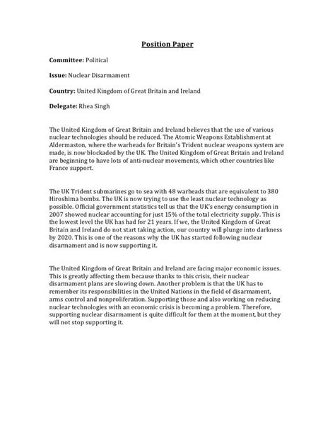 Image result for Position Paper Format Sample