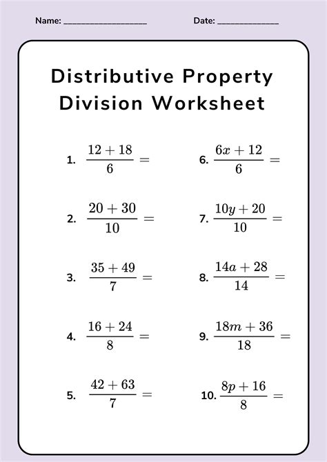 Image result for Distributive Property of Division Worksheet