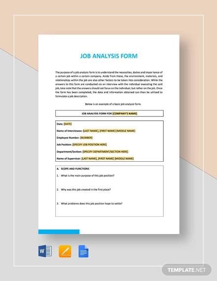 Image result for Job Analysis Worksheet Examples