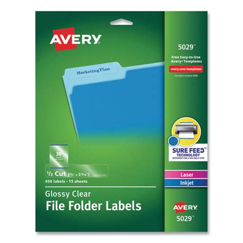 Clear Permanent File Folder Labels with Sure Feed Technology, 0.66 x 3. ...